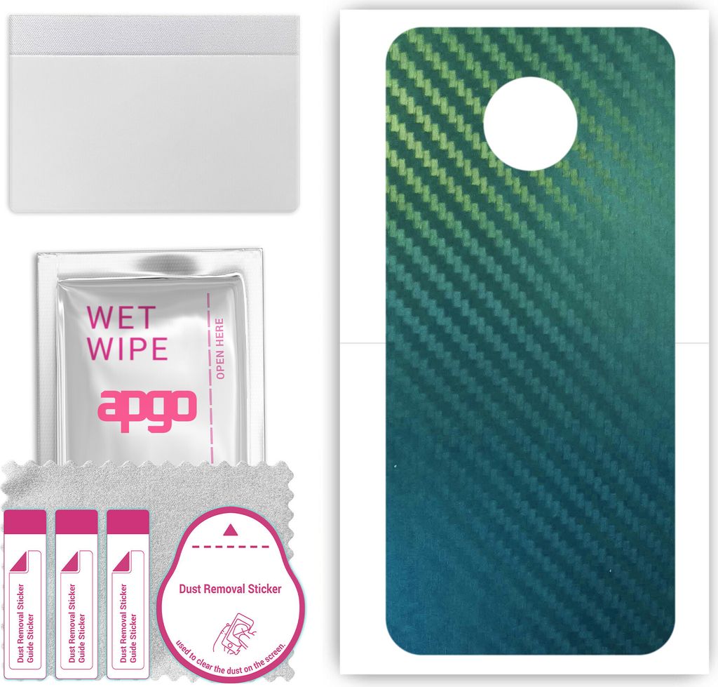 apgo Rückseite Schutzfolie, Skin, kompatibel mit Motorola Moto G7, Hinten Displayschutzfolie aus Vinylfolie, kratzfest, einfache Montage - Kohlens...