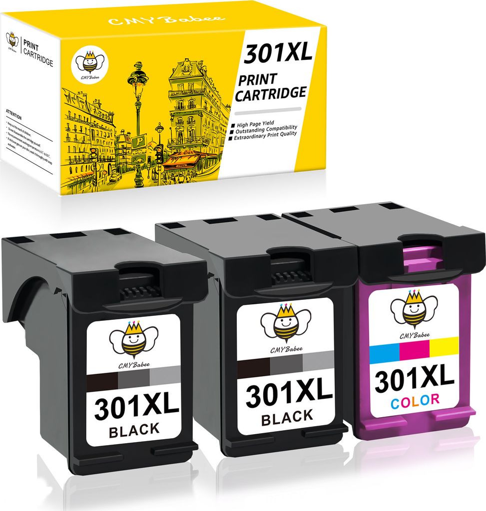 CMYBabee 3er pack 301 XL kompatibel für HP envy 4500 5530 4504 4502 deskjet 2540 1010 3055a 2620