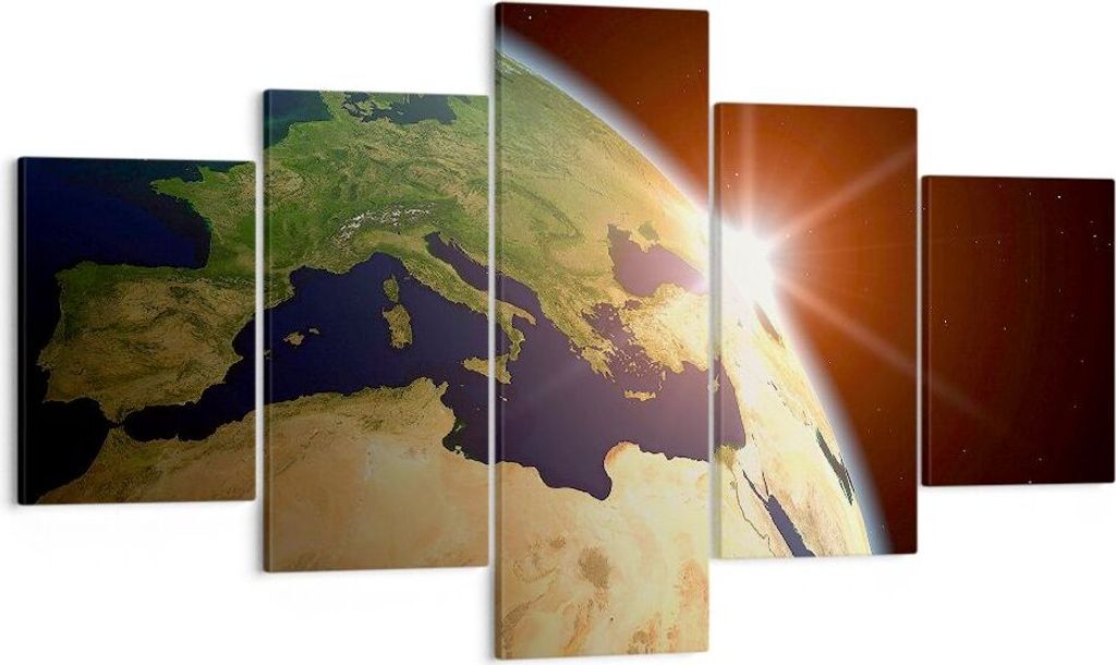 Bild auf Leinwand - Leinwandbild - Erde galaxie kugel lande - 125x70cm - Wand Bild - Wanddeko - Leinwanddruck - Bilder - Kunstdruck - Wanddekoratio...