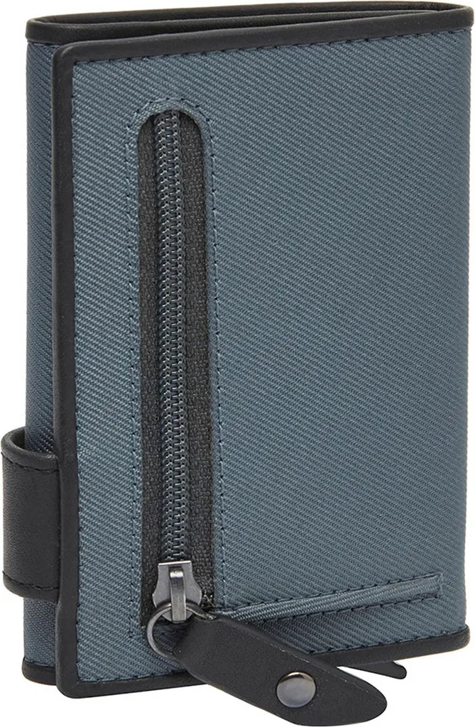 Portefeuille Porte-monnaie Delsbo en Cuir de Vachette Souple Gris-Bleu - 4