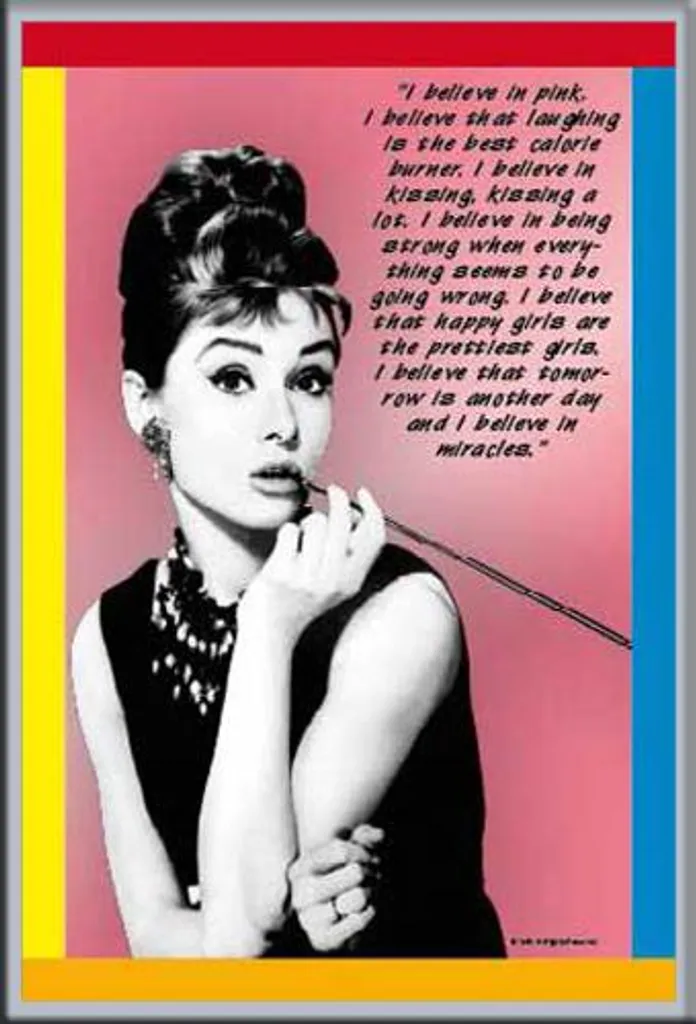 Poster Audrey Hepburn con Cornice Shinsuke Argento MDF 61x91.5 Film