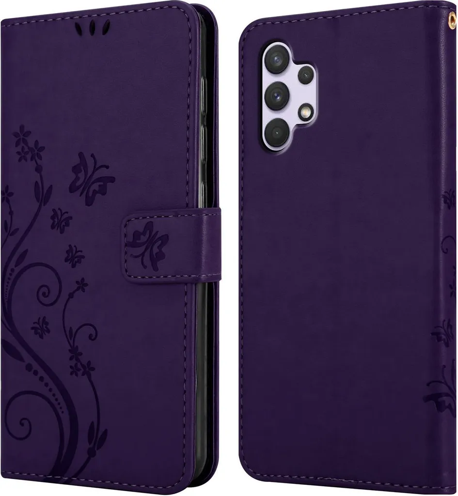 Custodia Samsung A32 4G Viola a Fiori - Cover Protettiva Cadorabo Chic - 8
