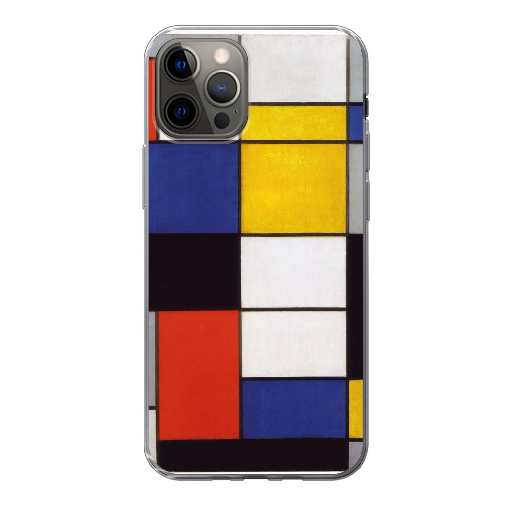 MuchoWow Handyhülle Schutzhülle Hülle für iPhone 13 Pro Komposition A - Piet Mondrian Silikon Softcase Handy Hülle - Handy-Tasche