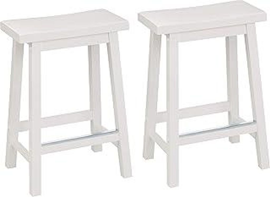 Küchenhocker aus Massivholz, niedriger Barhocker, Esszimmerstuhl, einfache Montage, modern, 2 Stück, 61 cm hoch, Weiß