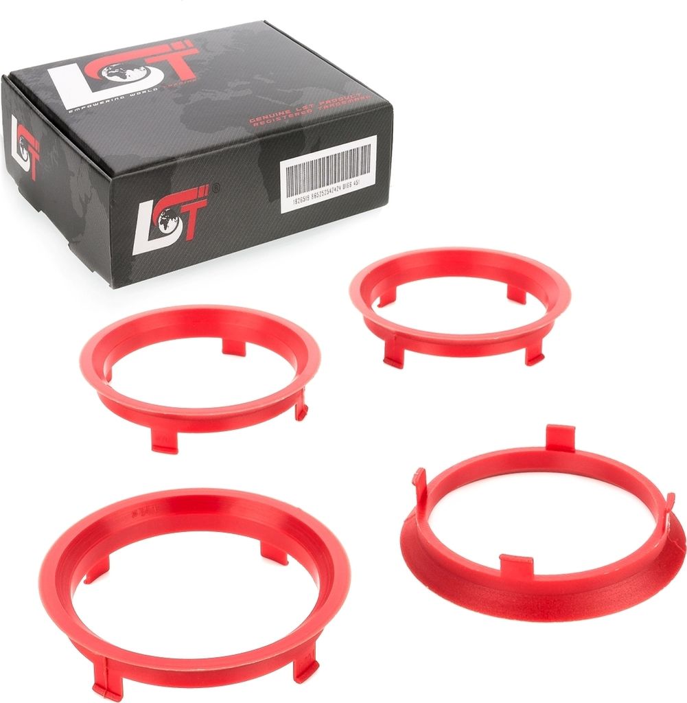 4x Zentrierringe Distanzringe Rot Alufelgen Ø 64,1 mm - 70,1 mm für AUDI PORSCHE