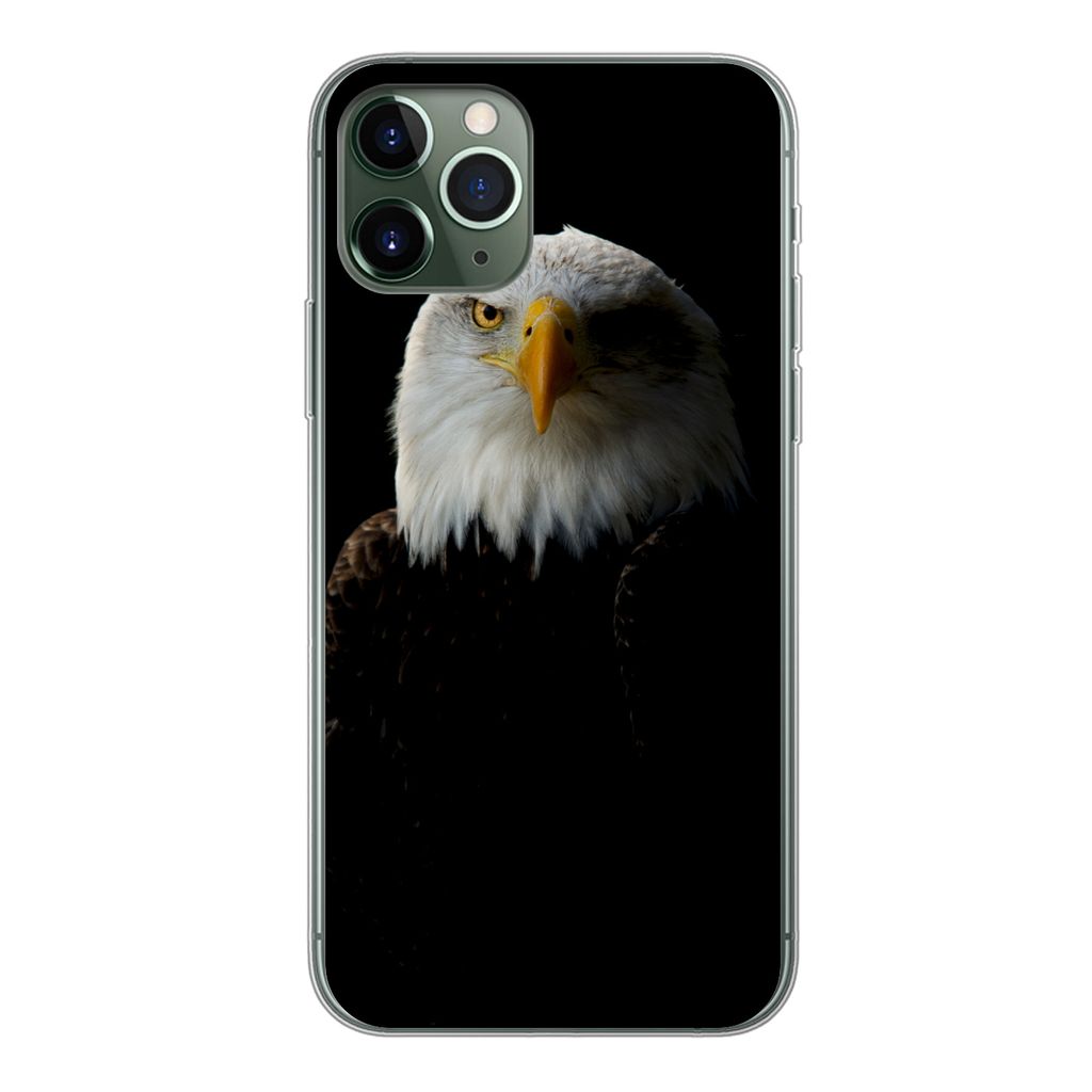 MuchoWow Handyhülle Schutzhülle Hülle für iPhone 11 Pro Adler - Vogel - Schwarz Silikon Softcase Handy Hülle - Handy
