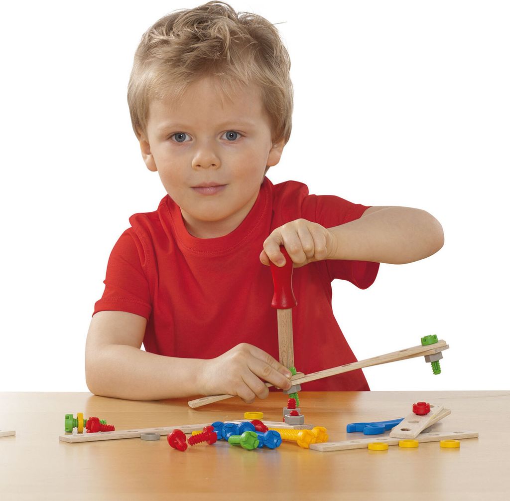 Heros Constructor Set 65 Pezzi In Legno, Costruisci Aereo, Elicottero, Triciclo E Montacarichi, Gioco Creativo Per Bambini 3+ - 5
