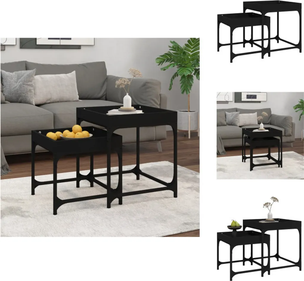 Set Tavolini Soggiorno vidaXL Nero - 2 Pezzi Legno Eleganti