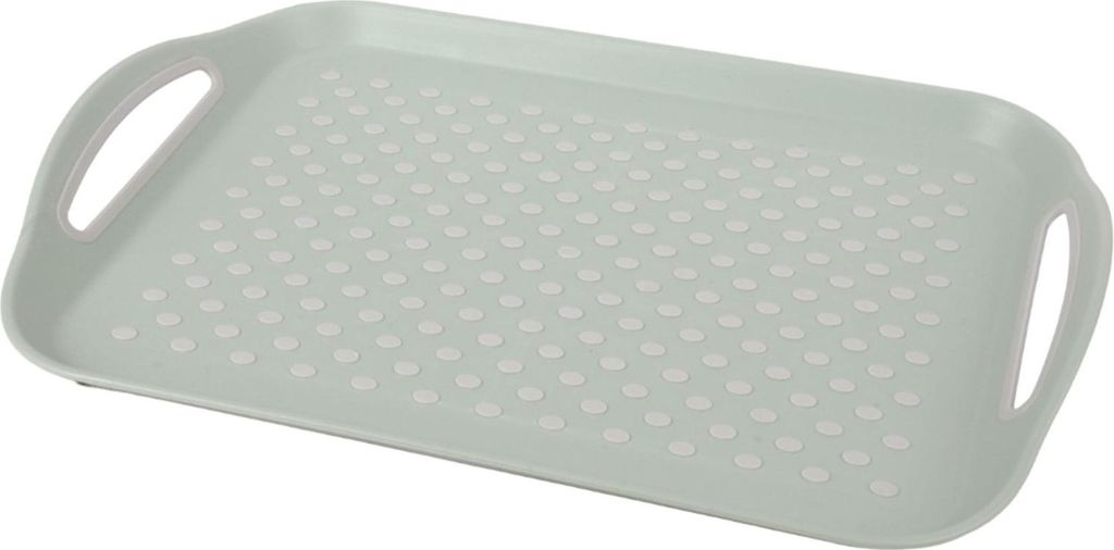 Kunststoff Tablett Serviertablett Rutschfest Frühstückstablett Servierhilfe Multitablett Transporttablett , Farbe:grün