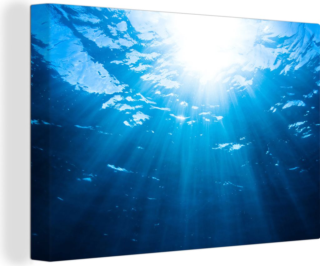 OneMillionCanvasses - Leinwandbilder - 140x90 cm, Sonnenstrahlen erreichen das Wasser, Wandbilder Kunstdruck Wanddekoration - Foto auf Leinwand -...