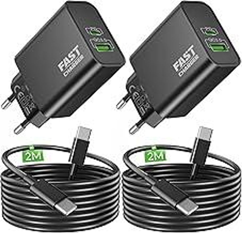 45W USB C Ladegerät, 2-Port Handy Schnellladegerät PD/PPS Mehrfach Netzteil, Kabel USBC Schnellladekabel für Samsung Galaxy S25 S26 S24 S23 S22 ...