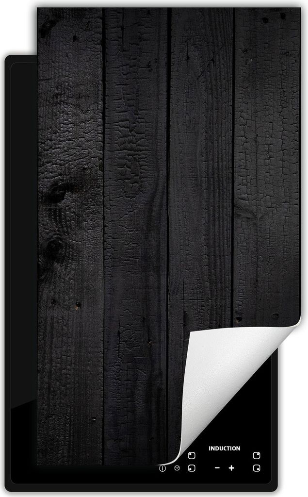 DarHaus Herdabdeckplatte 1 teilig 30x52 cm Anti Rutsch Matte Aufrollbar, schwarz - Holz