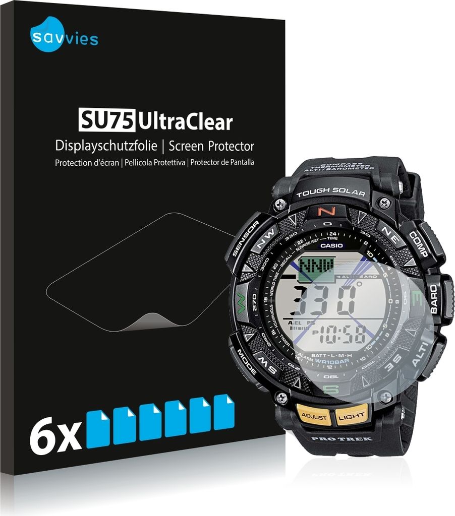 6x Für Casio Pro Trek PRG-240-1ER Schutzfolie Savvies Produktbild 