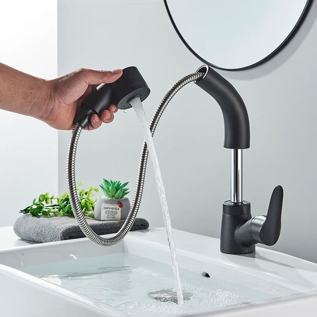 Wasserhahn Bad Mit Ausziehbar Brause Pull-Down Waschtischarmatur
