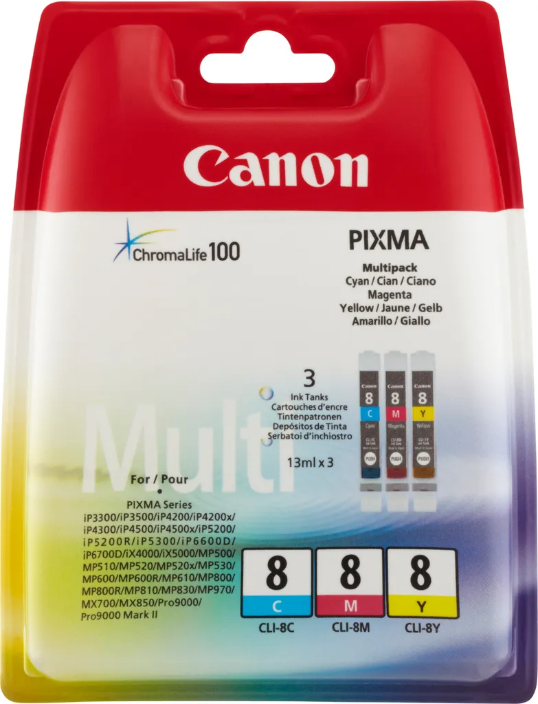 Kit Canon 0621B029 Originale - 3 Cartucce Colore CLI-8 C/M/Y