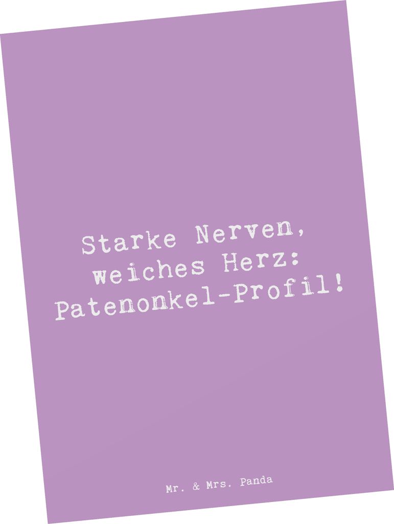 Mr. & Mrs. Panda Grußkarte Spruch Starke Patenonkel - Lavendeltraum - Geschenk, Ansichtskarten, Postkarten, Familie, Ansichtskarte, Empathie, Ment...