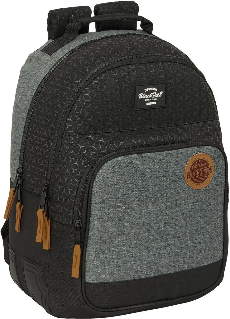 Zaino BlackFit8 Old School Black Grey 32x42x15 cm - Zaino Scuola Robusto