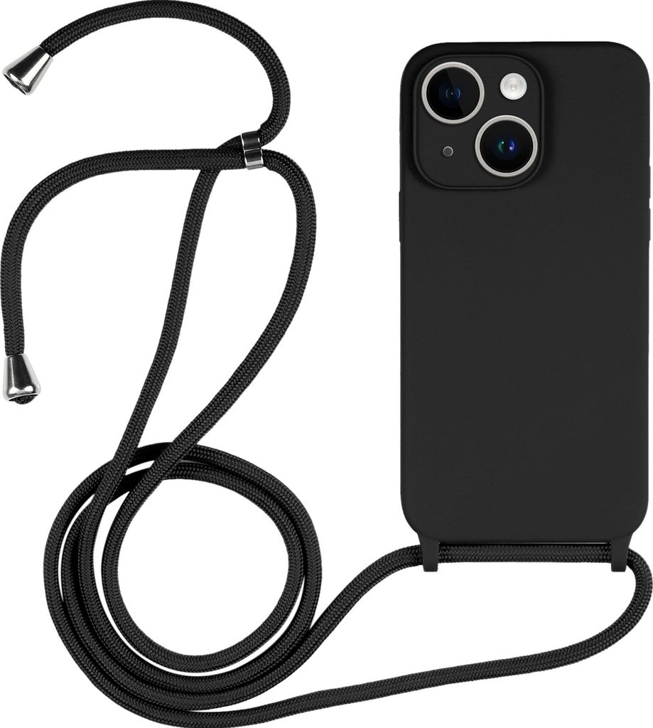 Mobigear Lanyard iPhone 15 Silikon Handykette - Schwarz