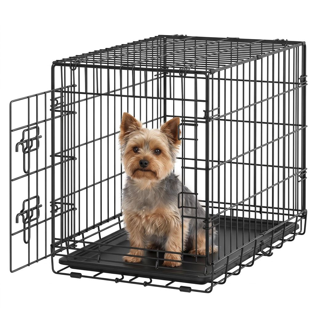 FEANDREA Hundekäfig Faltbar mit Kunststoffschale und Produktbild 