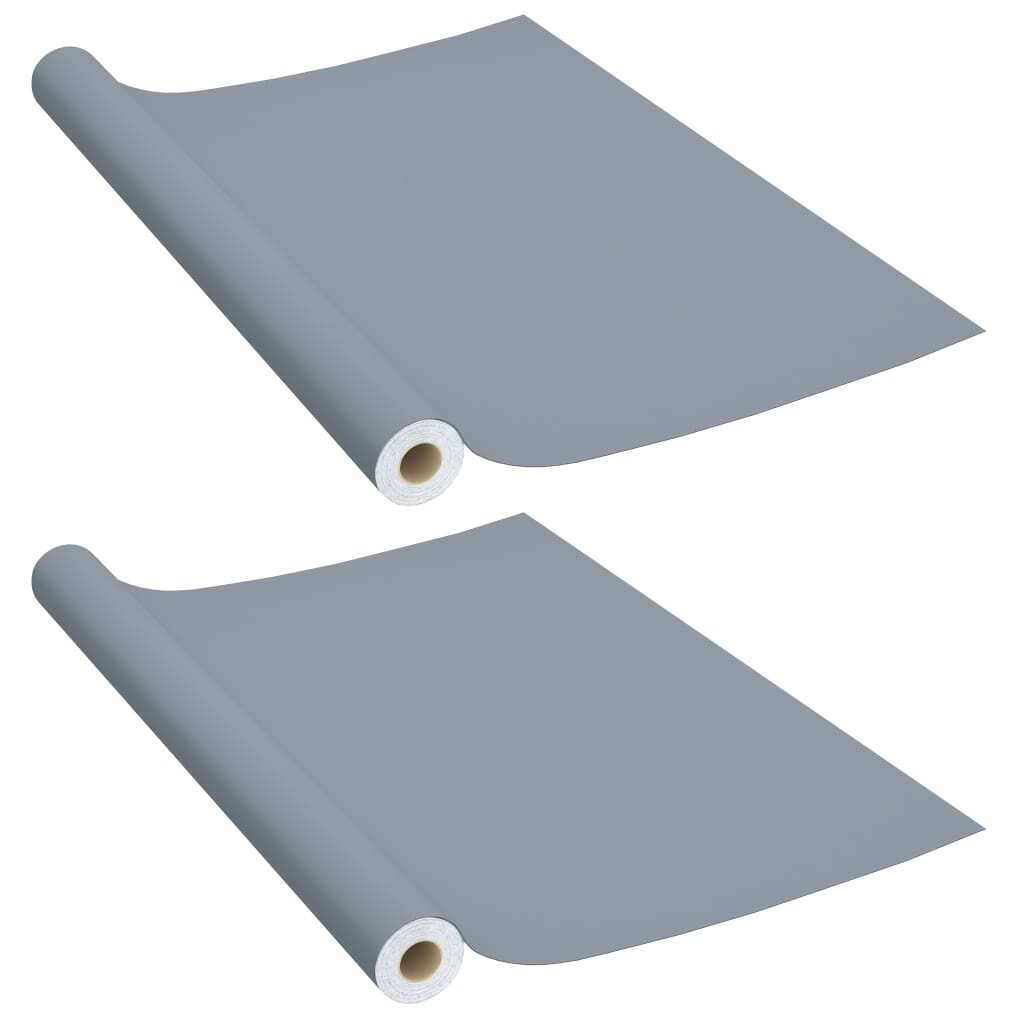 vidaXL Möbelfolien Selbstklebend 2 Stk. Grau 500x90 cm PVC Produktbild 