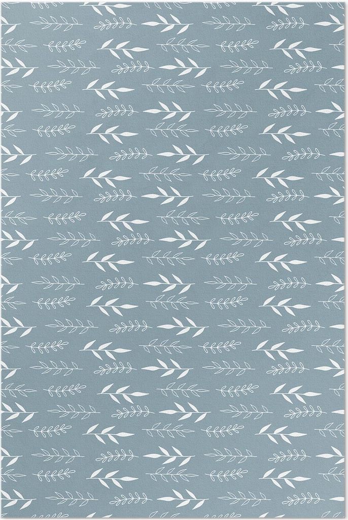 Minimalistische Illustration von Zweigen und Blättern – Vinyl Fußmatte – 60x90 cm – Rutschfest, Pflegeleicht & Langlebig