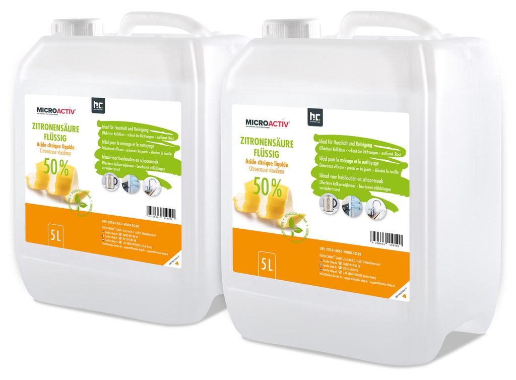 2x 5 L Zitronensäure 50% flüssig Produktbild 