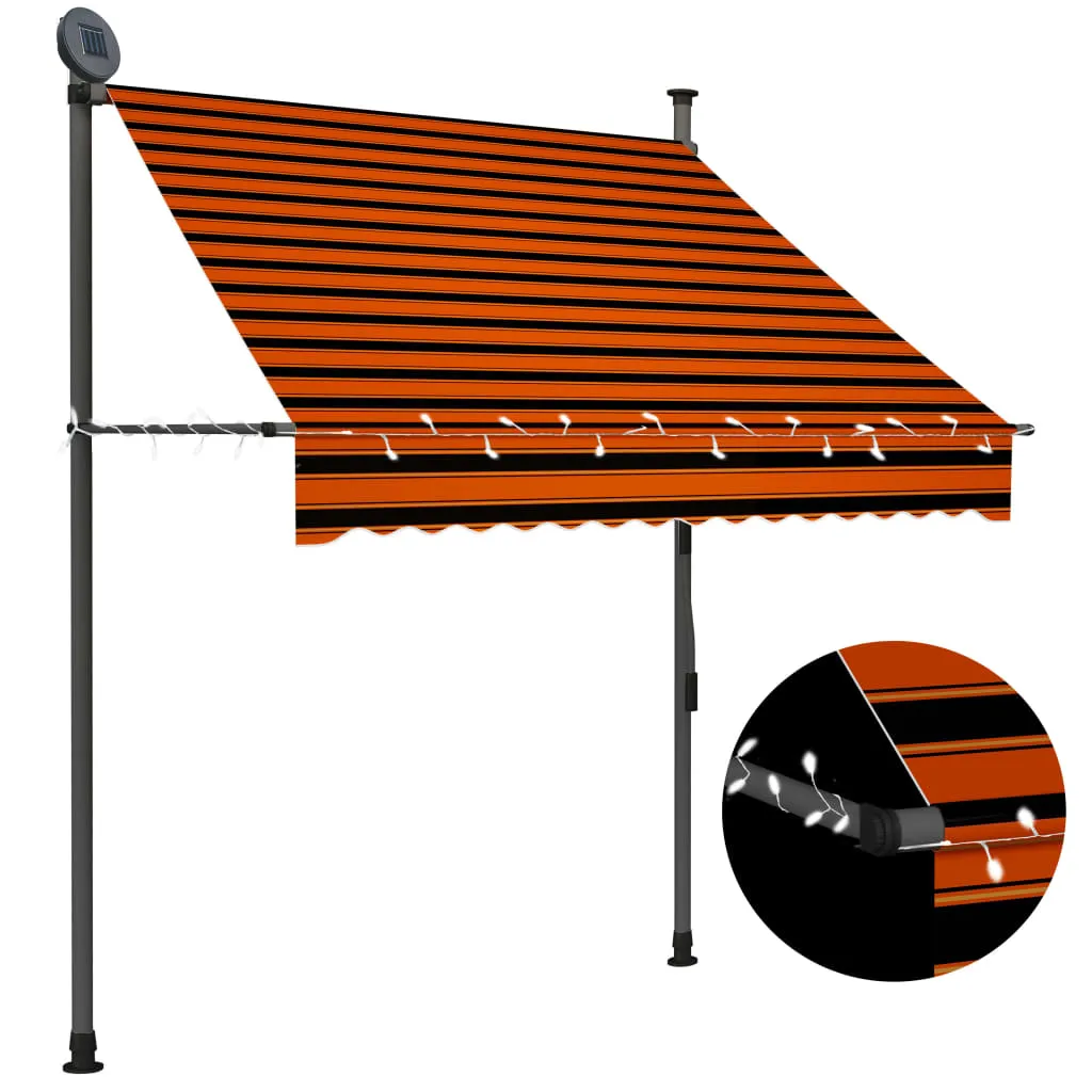 Store de terrasse manuel 150 cm Orange Marron avec LED pour soirées - 7