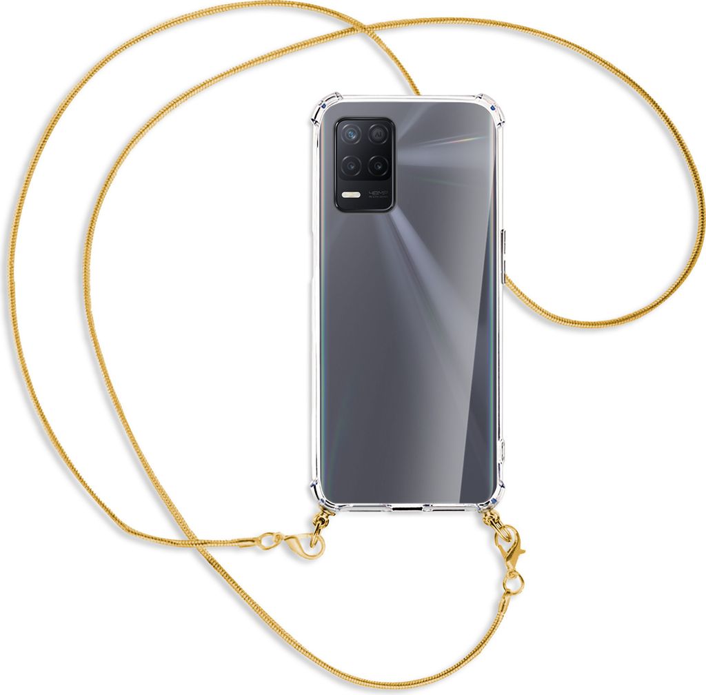 Handykette Backcover-Schutzhülle mit Band (Metall goldfarben) für Realme 8 5G (RMX3241) / V13 5G - goldfarbene Kette Snake