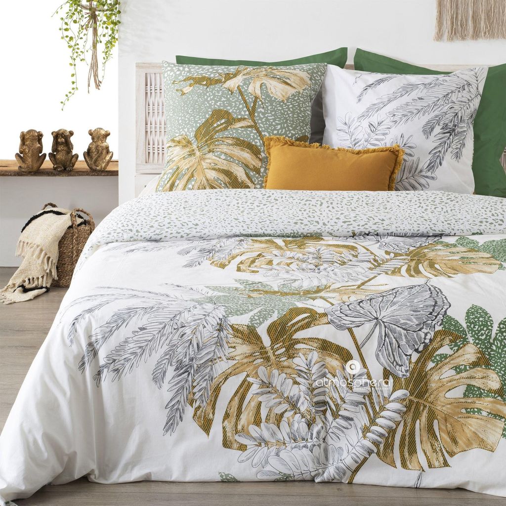 KOMPLET POŚCIELI z nadrukiem Monstera 220x240 cm BAWEŁNIANA Zdjęcie produktu 