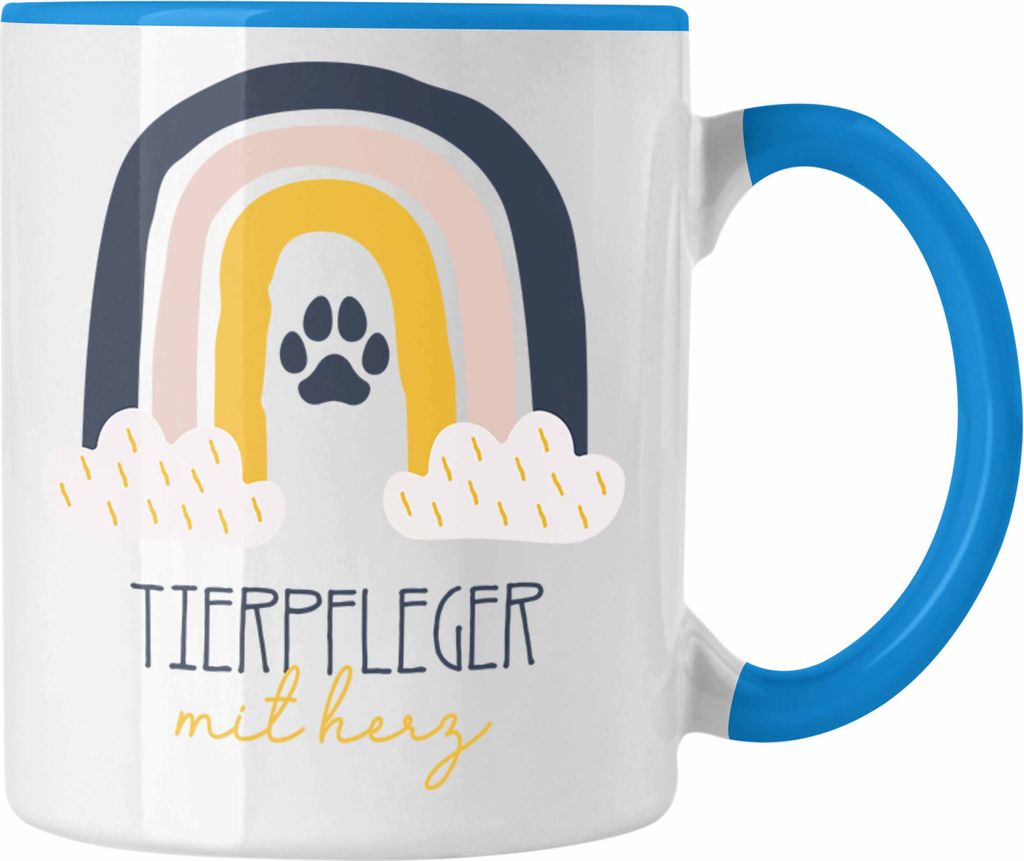 Trendation - Tierpfleger Tasse Geschenk Danke Kaffeetassse Geschenkidee für Tierpfleger Zoo mit Herz Spruch (Blau)