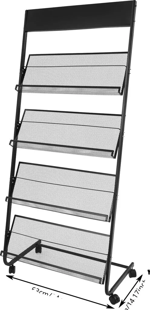 Porte-revues design 4 niveaux en métal durable noir pour intérieur