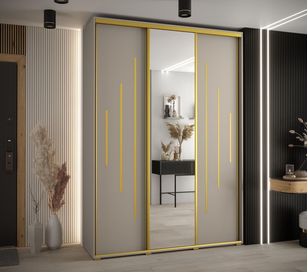 Kleiderschrank INDIRA 13 - 170/45 cm, Kaschmir/Gold