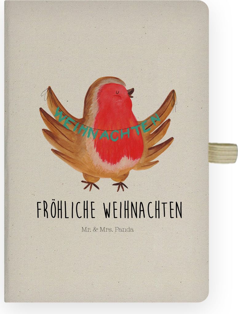 Mr. & Mrs. Panda notizbuch Rotkehlchen Weihnachten - Transparent - Geschenk, Journal, a4, Adressbuch, Tagebuch, Kladde, Weihnachtsmotiv, Vogel, Wei...
