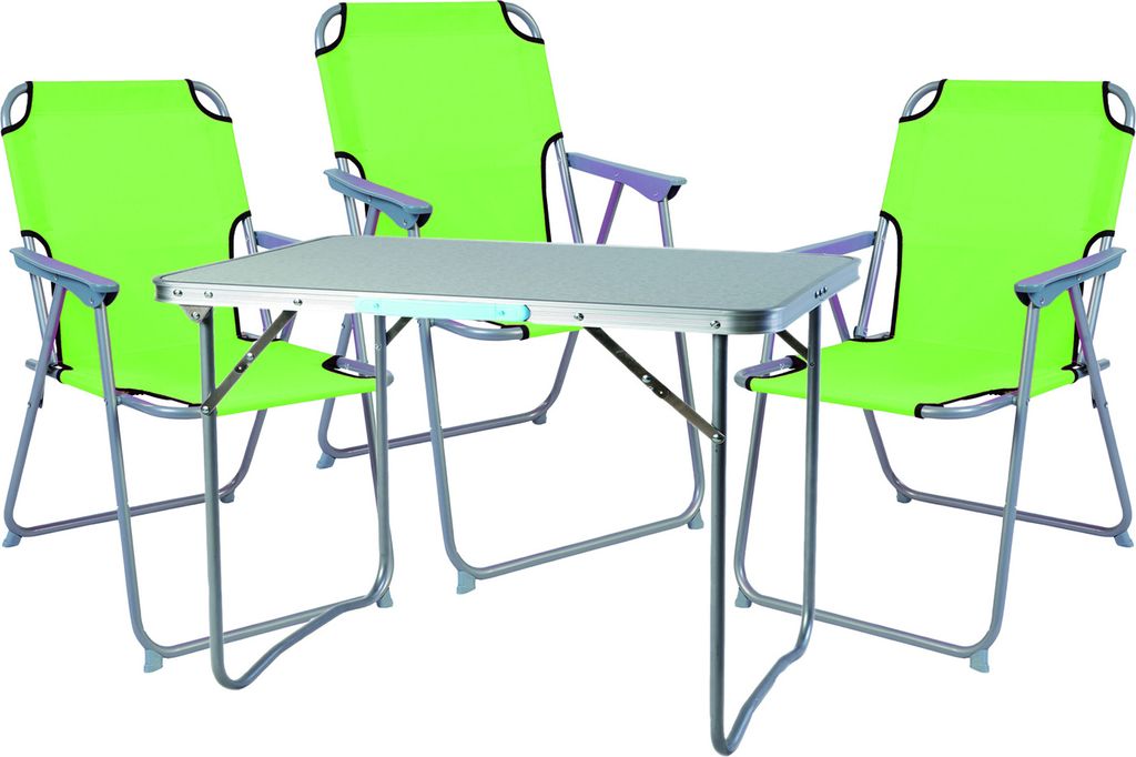 4-teiliges Campingmöbel Set Alu L80xB60xH68cm Limegrün