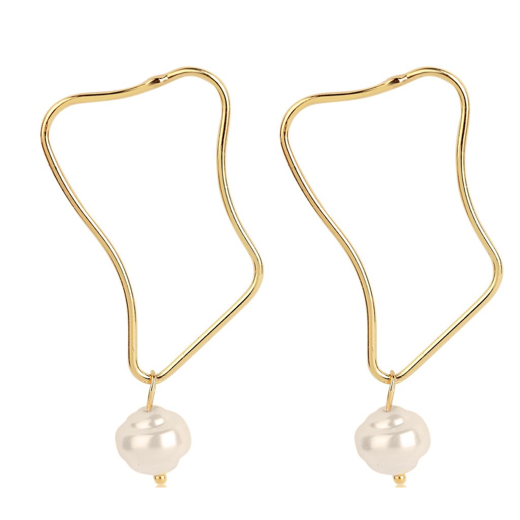 Frauen Faux Perle Geometrische Baumeln Lange Eardrop Leaverback Ohrringe Schmuck Geschenk-6#