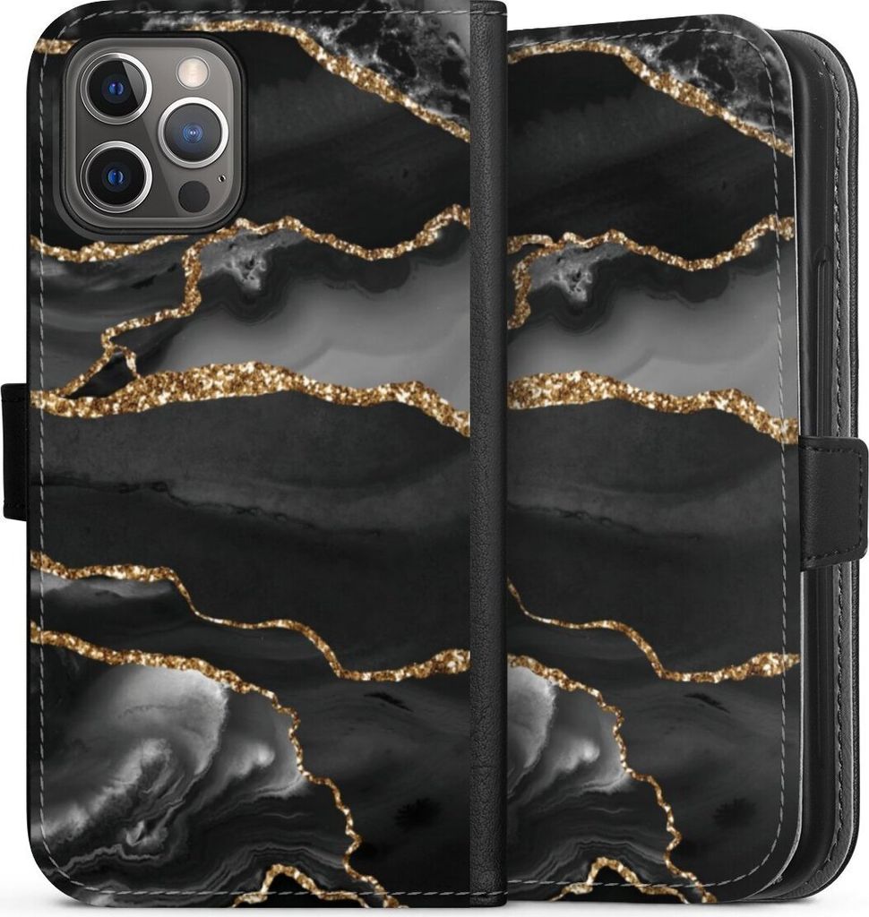 DeinDesign Klapphülle für Apple iPhone 12 Pro Handytasche Lederhülle Tasche Glitzer Look Marmor Muster