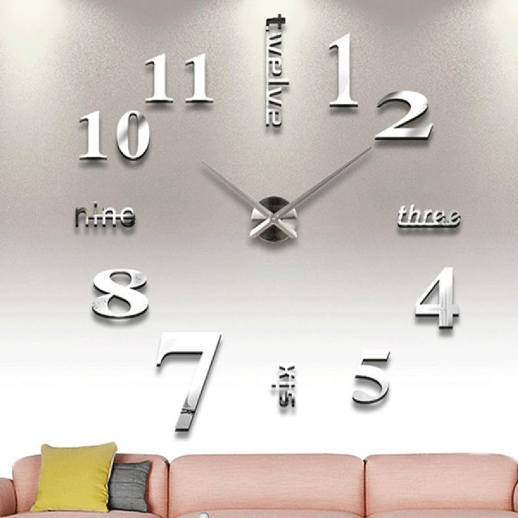 3D Wanduhr Uhr Wandtattoo Deko Design Edelstahl Wand Uhr Mute DIY große Wanduhr 