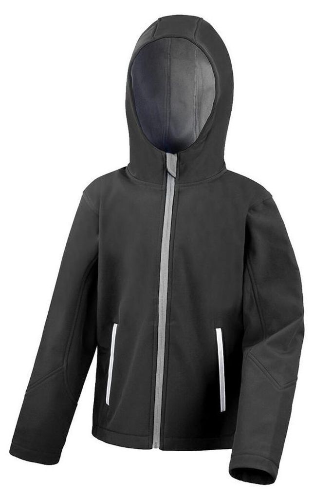 Result Core - "TX Performance" Softshelljacke mit Kapuze für Kinder FK3020 (116) (Schwarz/Grau)