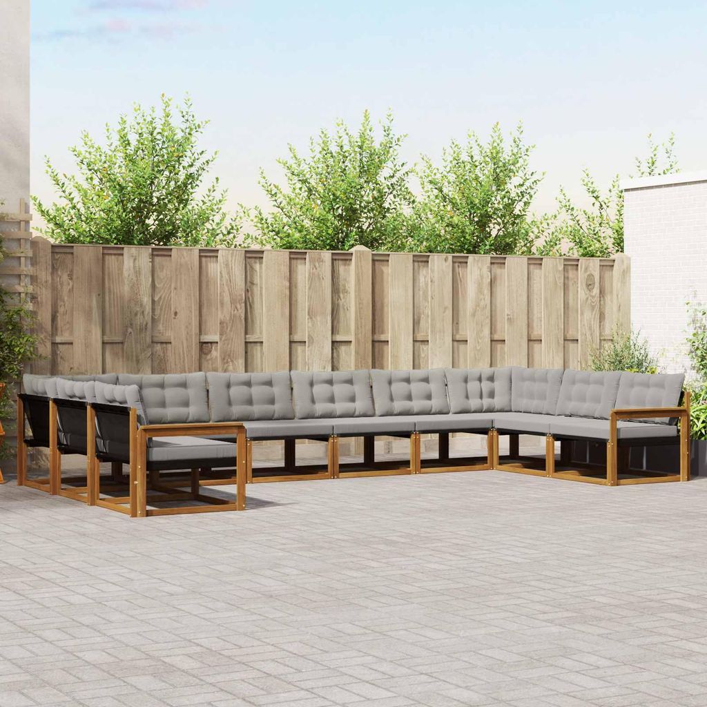 (Robust Möbel)Outdoor-Sofagarnitur - CLORIS - Balkonmöbe/Sitzgruppe - mit Kissen 10 pcs - Moderne Design - Natürlich und Hellgrau - Gartenso...