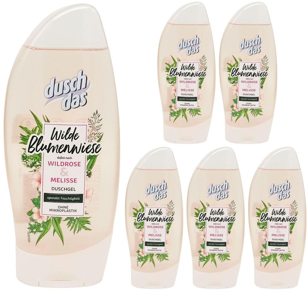 6x duschdas WILDROSE + MELISSE 250ml Duschgel Wilde Blumenwiese Duft
