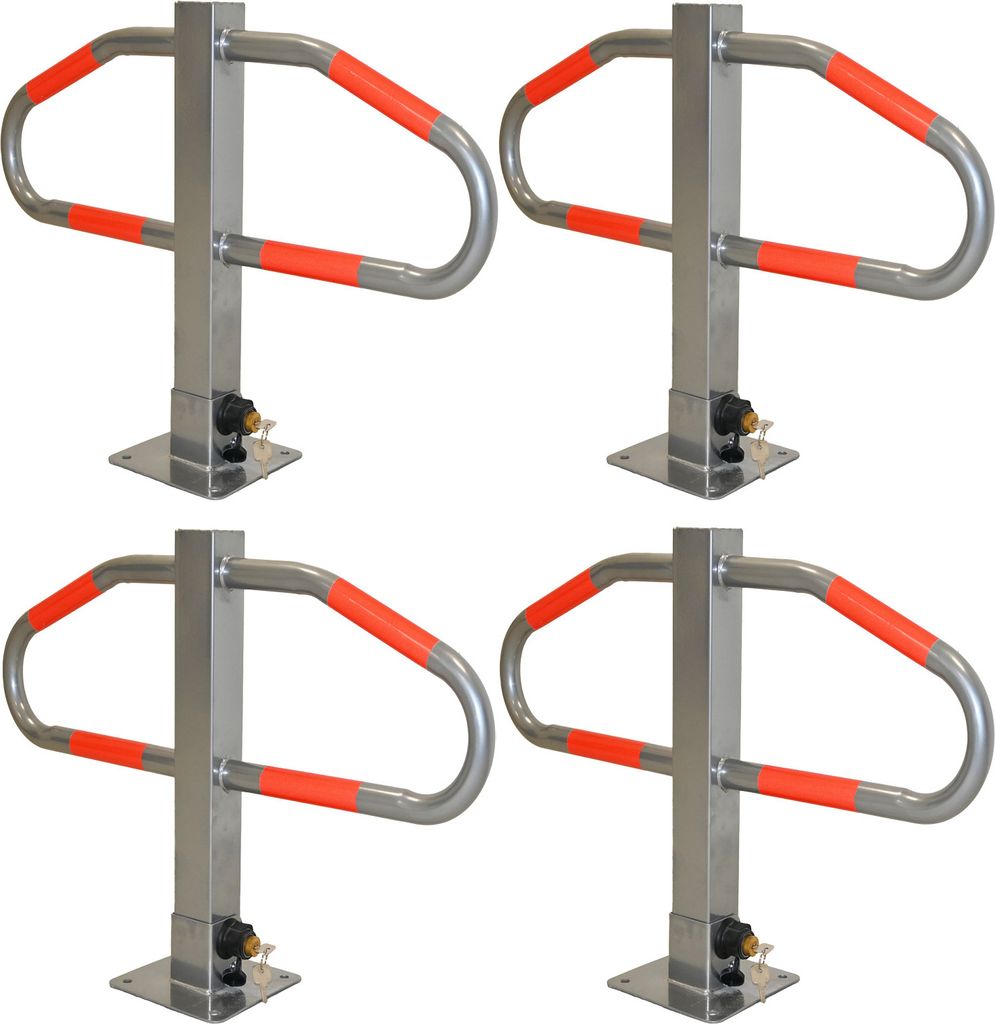 4x Parkplatzsperre 47 x 73 cm Metall grau abschließ- und Produktbild 