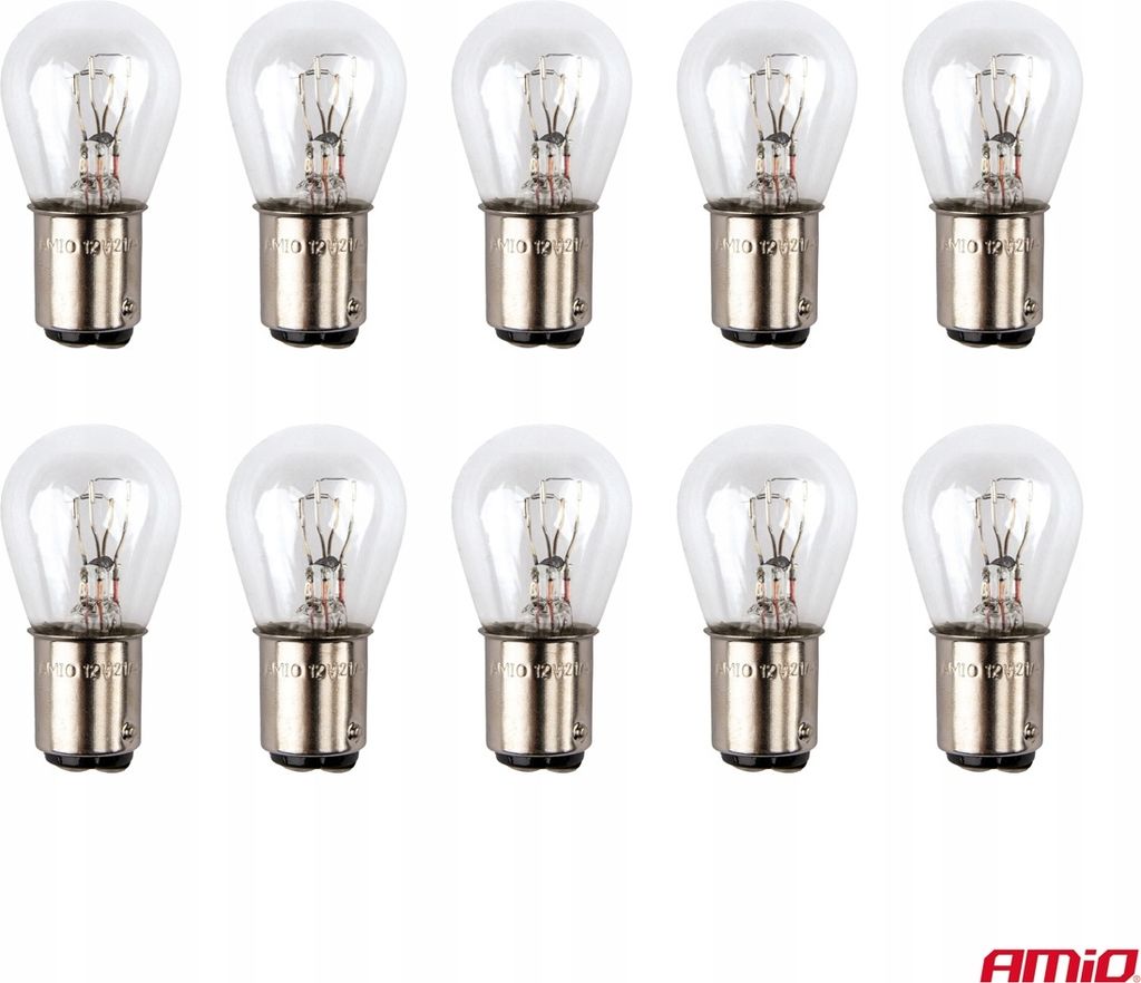 Żarówki halogenowe P21/4W 12V BAZ15d 10szt. AMIO-03369 Zdjęcie produktu 