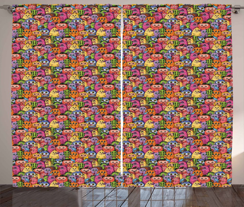 ABAKUHAUS Ausländer Rustikaler Vorhang, Karneval der Tiere Entwurf, Wohnzimmer Universalband Gardinen mit Schlaufen und Haken, 280 x 175 cm, Mehrf...