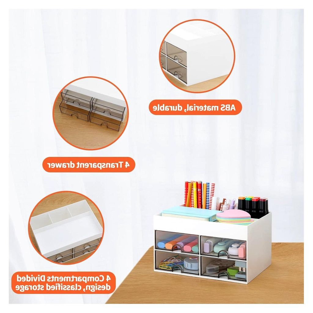Schreibtisch Organizer mit 4 Fächern und 4 Schubladen, 19x14cm Multifunktionale Utensilienschalen Stiftehalter, geeignet für Büroorganisation od...
