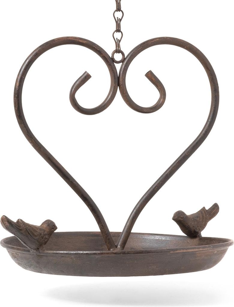 Moritz Vogeltränke zum Aufhängen Gusseisen Wildvogeltränke für Garten Vogelbad antikes Design 52 cm Braun mit Kette