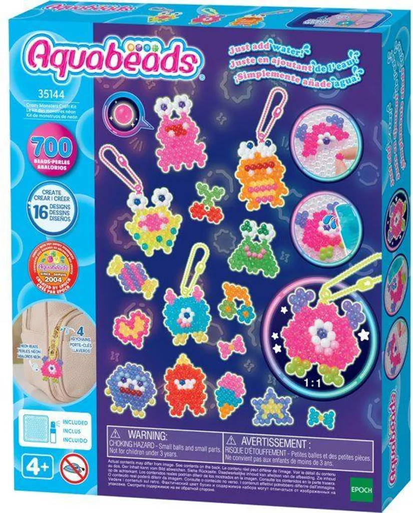Aquabeads Crazy Monsters Craft Kit 700 Beads - Portachiavi fai-da-te