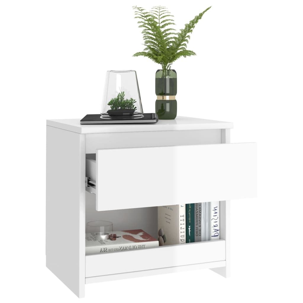 "Winterschlussverkauf "Nachttisch Elegantes Design - Beistelltisch - Nachtschrank - Hochglanz-Weiß 40x30x39 cm Holzwerkstoff NeuMöbel 2641735