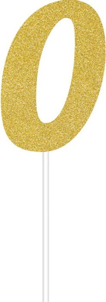 Creative Party - Tortendekoration "Number 0", Glitzer SG32332 (Einheitsgröße) (Gold)
