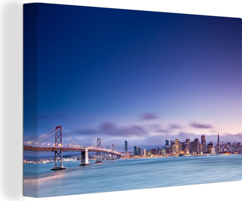 OneMillionCanvasses - Leinwandbilder - 140x90 cm, San Francisco - Brücke - Stadt, Wandbilder Kunstdruck Wanddekoration - Foto auf Leinwand - Gem...