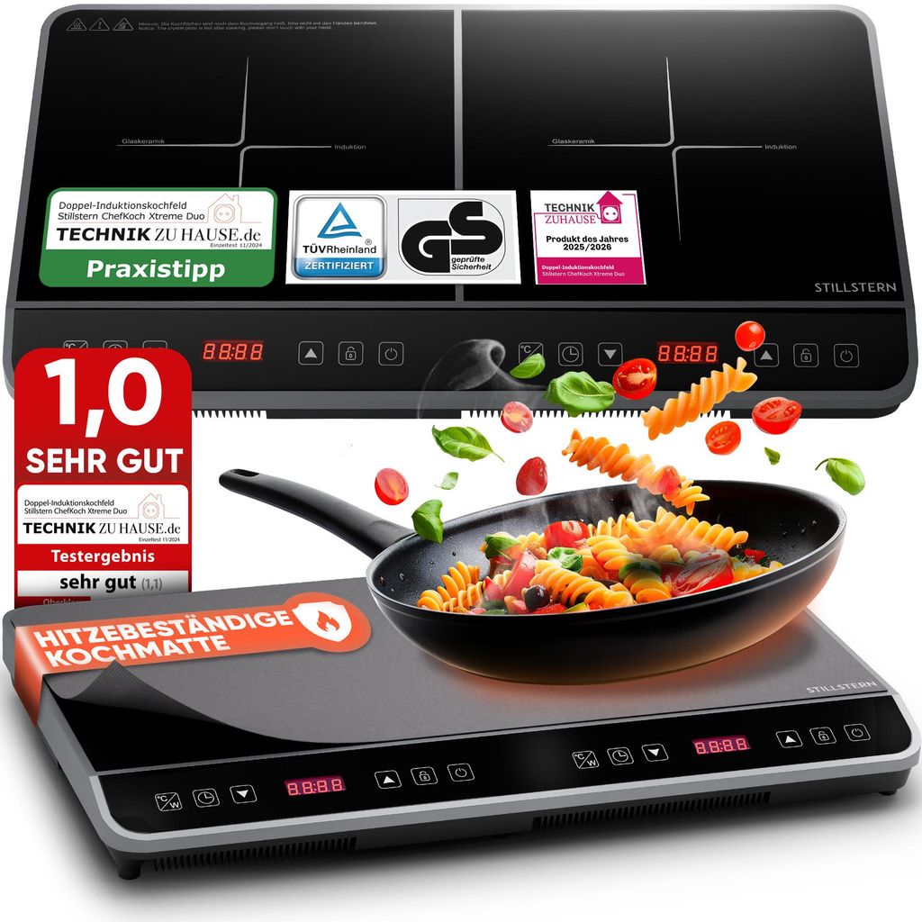 Doppel-Induktions-Kochfeld, -Kochplatte 3600W, 18 Stufen, Produktbild 